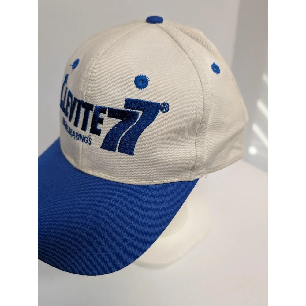 NASCAR Hat Cap Snap Back Mens One Size White Blue Racing Clevite 77 Embroidered